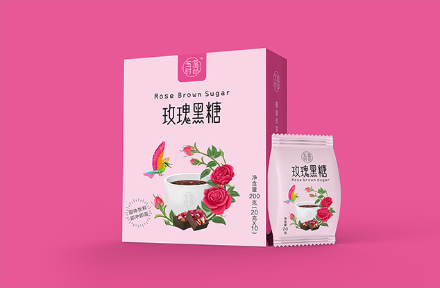 玫瑰黑糖包装盒设计